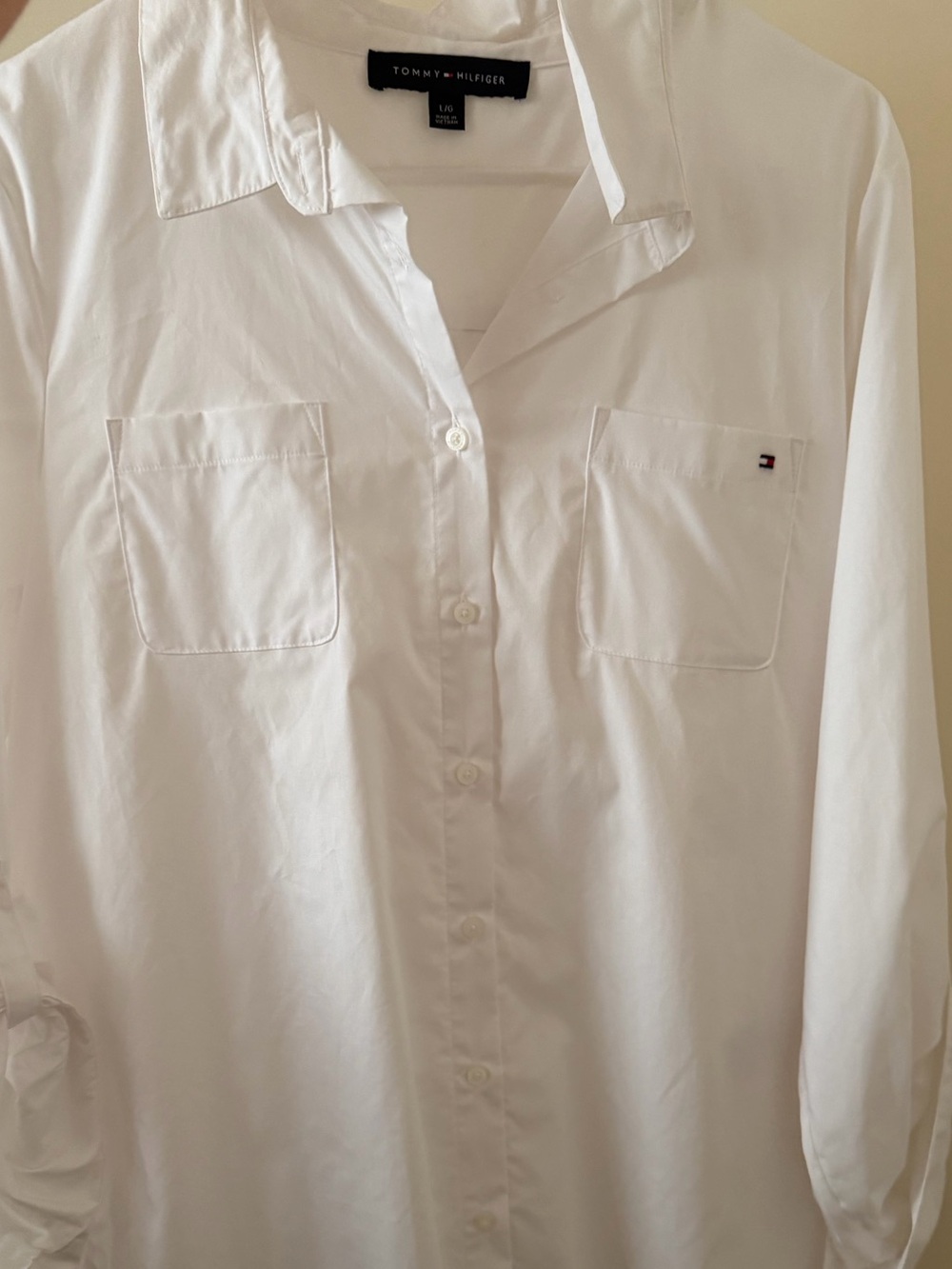 Tommy Hilfiger White Button-Down Pocket Shirt